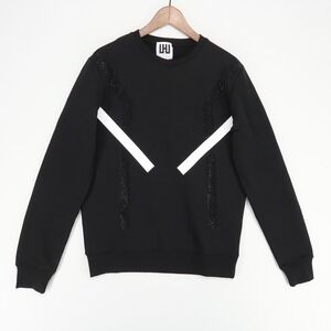 Les Hommes Urban Sweatshirt Mens Medium Black Rhinestone Stripe‎ Cotton